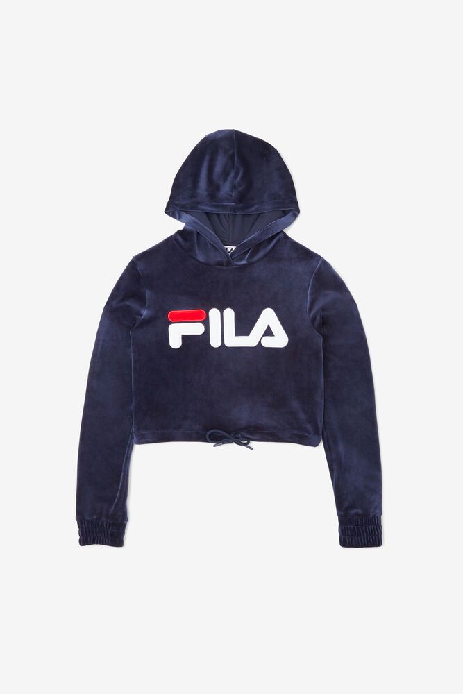 Fila Naisten Huppari Aitana Crop Velour Laivastonsininen - UEAQ-98350